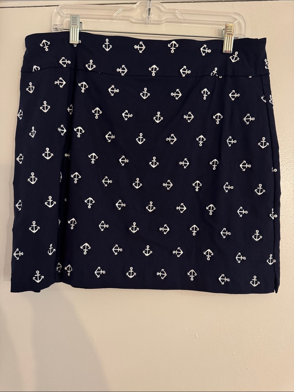 Charter Club Navy and White Embroidered Anchor Nautical Skort, sz 14